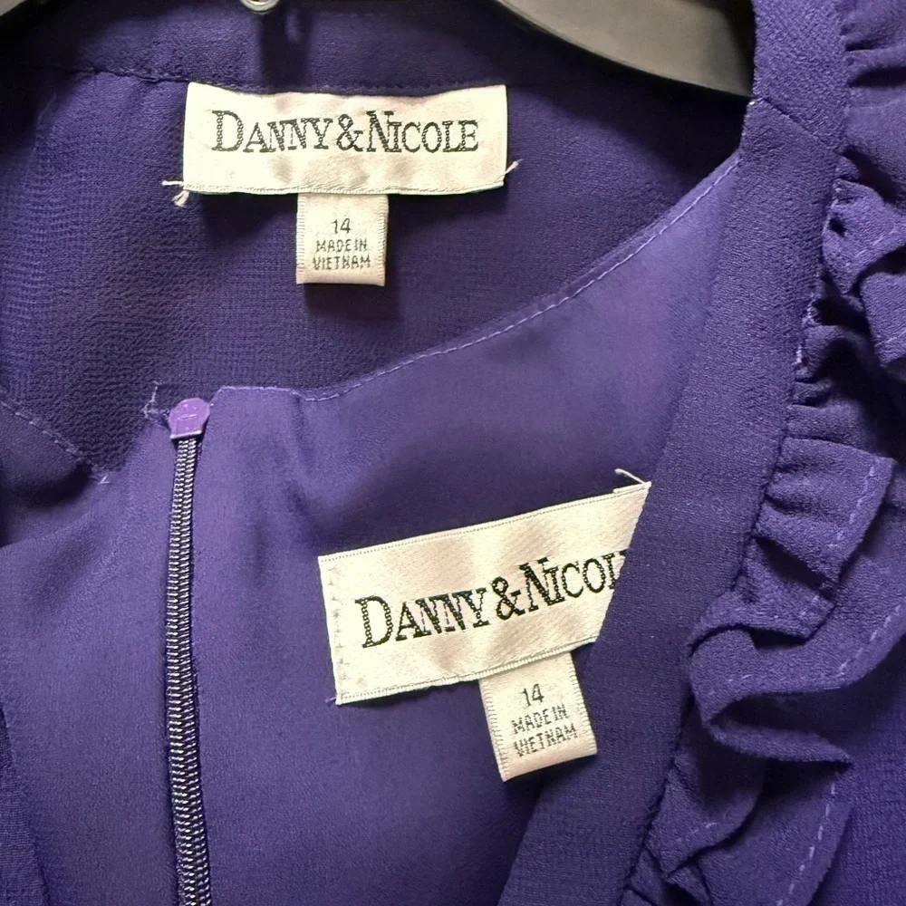 NWT Danny & Nicole Purple Ruffle Trim Dress & Jacket Set Size 14